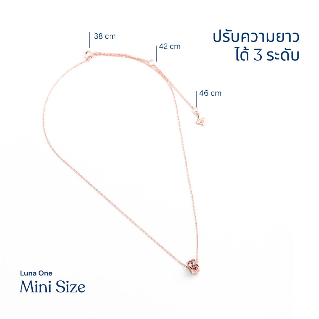 LUCY SUMMER สร้อยคอพร้อมจี้วงล้อ พลอยแท้ รุ่น LUNA ONE Necklace - Mini Size ตัวเรือนเงินแท้ พลอยแท้