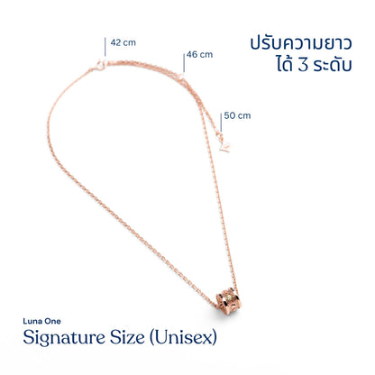 LUCY SUMMER สร้อยคอพร้อมจี้วงล้อ พลอยแท้ รุ่น LUNA ONE Necklace - Signature Size (Unisex) ตัวเรือนเงินแท้ พลอยแท้