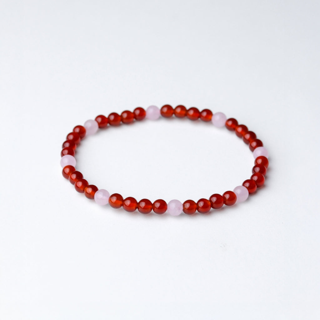 LUCY SUMMER กำไลข้อมือหินแท้ Rose Quartz + Carnelian ขนาด 4 มม.