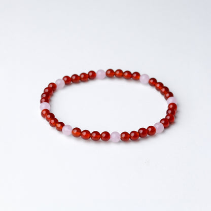 LUCY SUMMER กำไลข้อมือหินแท้ Rose Quartz + Carnelian ขนาด 4 มม.