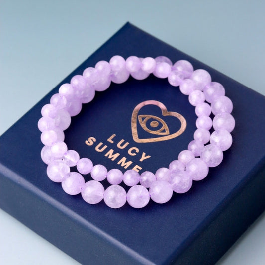 LUCYSUMMER กำไลข้อมือหินแท้ Lavender Amethyst ขนาด 6/8 มม. กำไลหินแท้