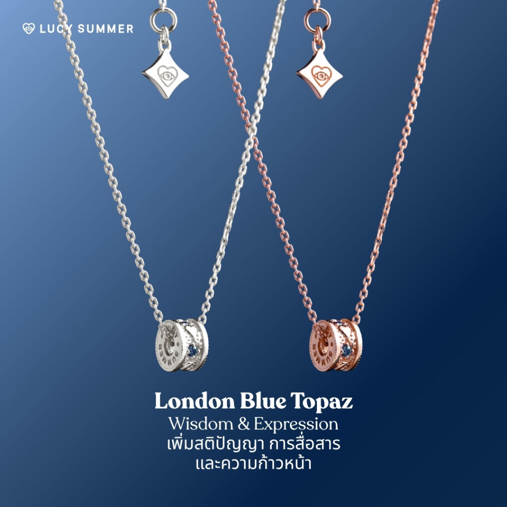 LUCYSUMMER สร้อยคอ Mini พร้อมจี้วงล้อ พลอยแท้ รุ่น LUNA ONE Necklace - Mini Size ตัวเรือนเงินแท้ พลอยแท้