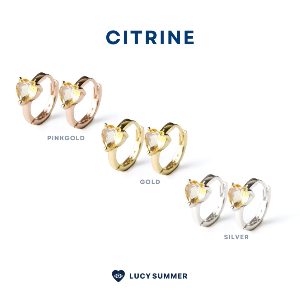 LUCY SUMMER Heart Earrings ต่างหูหัวใจพลอยแท้ รูปทรงหัวใจ Silver 925
