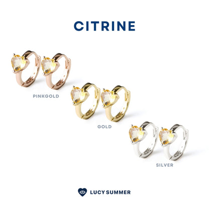 LUCY SUMMER Heart Earrings ต่างหูหัวใจพลอยแท้ รูปทรงหัวใจ Silver 925