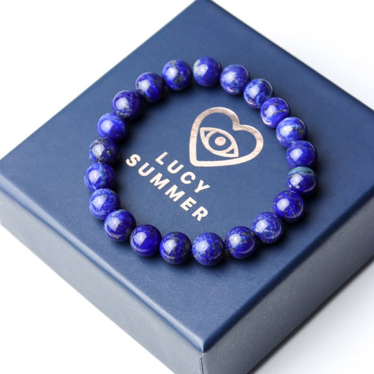 LUCYSUMMER กำไลข้อมือหินแท้ Lapislazuli - ลาพิส ลาซูรี่ เกรดพรีเมี่ยม (กำไลหินแท้ รับประกันหินแท้)