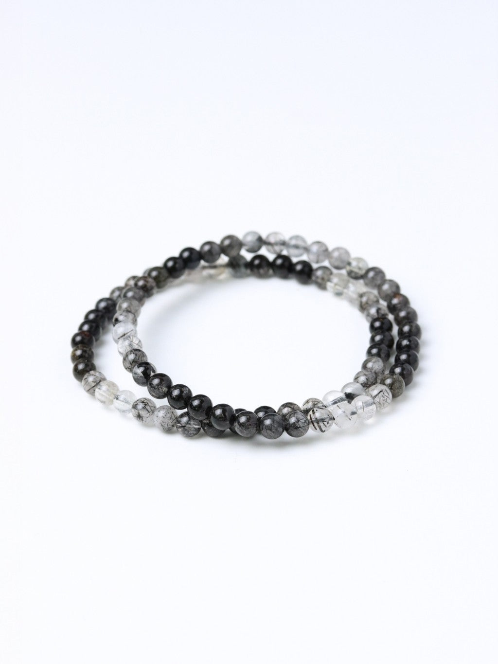 LUCY SUMMER กำไลข้อมือหินแท้ ไหมดำ แก้วขนเหล็ก (Black Rutilliated Quartz) ขนาด 4 มม.