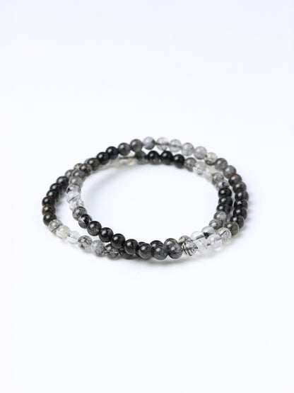 LUCY SUMMER กำไลข้อมือหินแท้ ไหมดำ แก้วขนเหล็ก (Black Rutilliated Quartz) ขนาด 4 มม.