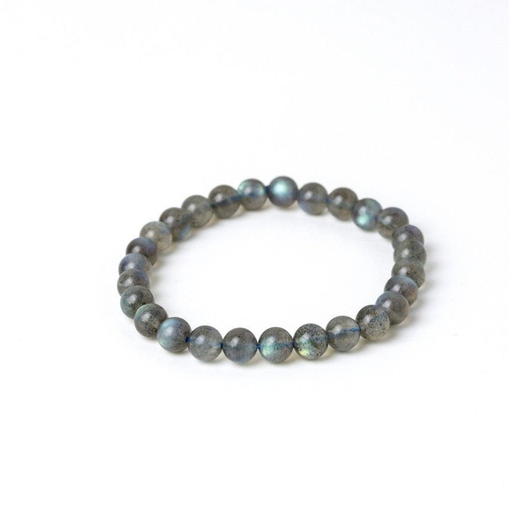 LUCYSUMMER กำไลข้อมือหิน Labradorite สีเทาควันบุหรี่ เหลือบแสงสีฟ้าเขียวน้ำเงิน