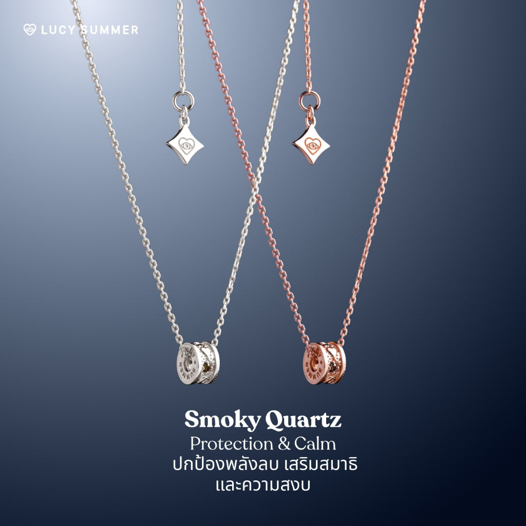 LUCY SUMMER สร้อยคอพร้อมจี้วงล้อ พลอยแท้ รุ่น LUNA ONE Necklace - Mini Size ตัวเรือนเงินแท้ พลอยแท้