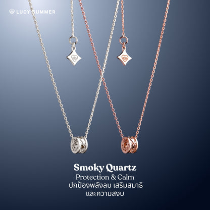LUCY SUMMER สร้อยคอพร้อมจี้วงล้อ พลอยแท้ รุ่น LUNA ONE Necklace - Mini Size ตัวเรือนเงินแท้ พลอยแท้