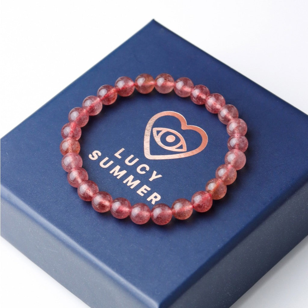 LUCY SUMMER กำไลข้อมือหินแท้ Strawberry Quartz AAAAA (กำไลหินแท้ รับประกันหินแท้)