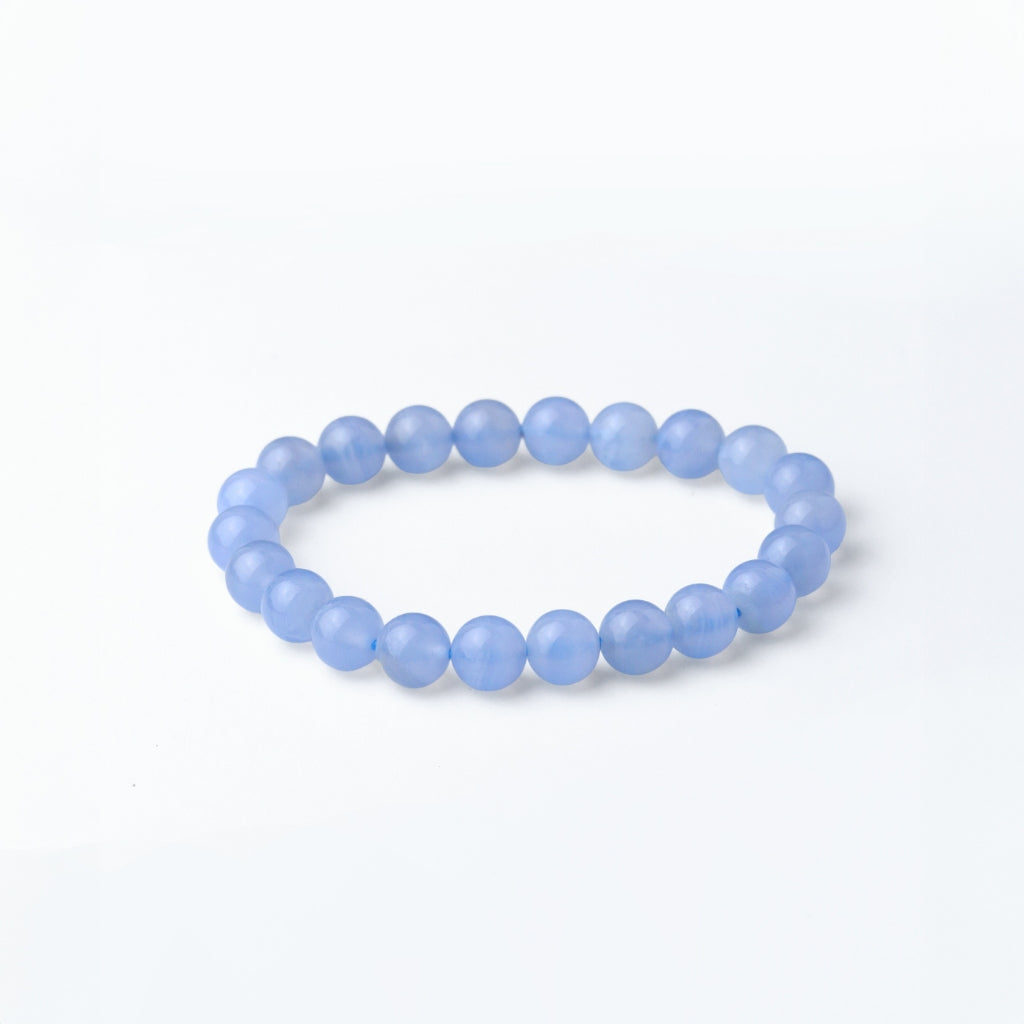 LUCY SUMMER กำไลข้อมือหินแท้ Blue Lace Agate AAAAA (กำไลหินแท้ รับประกันหินแท้)