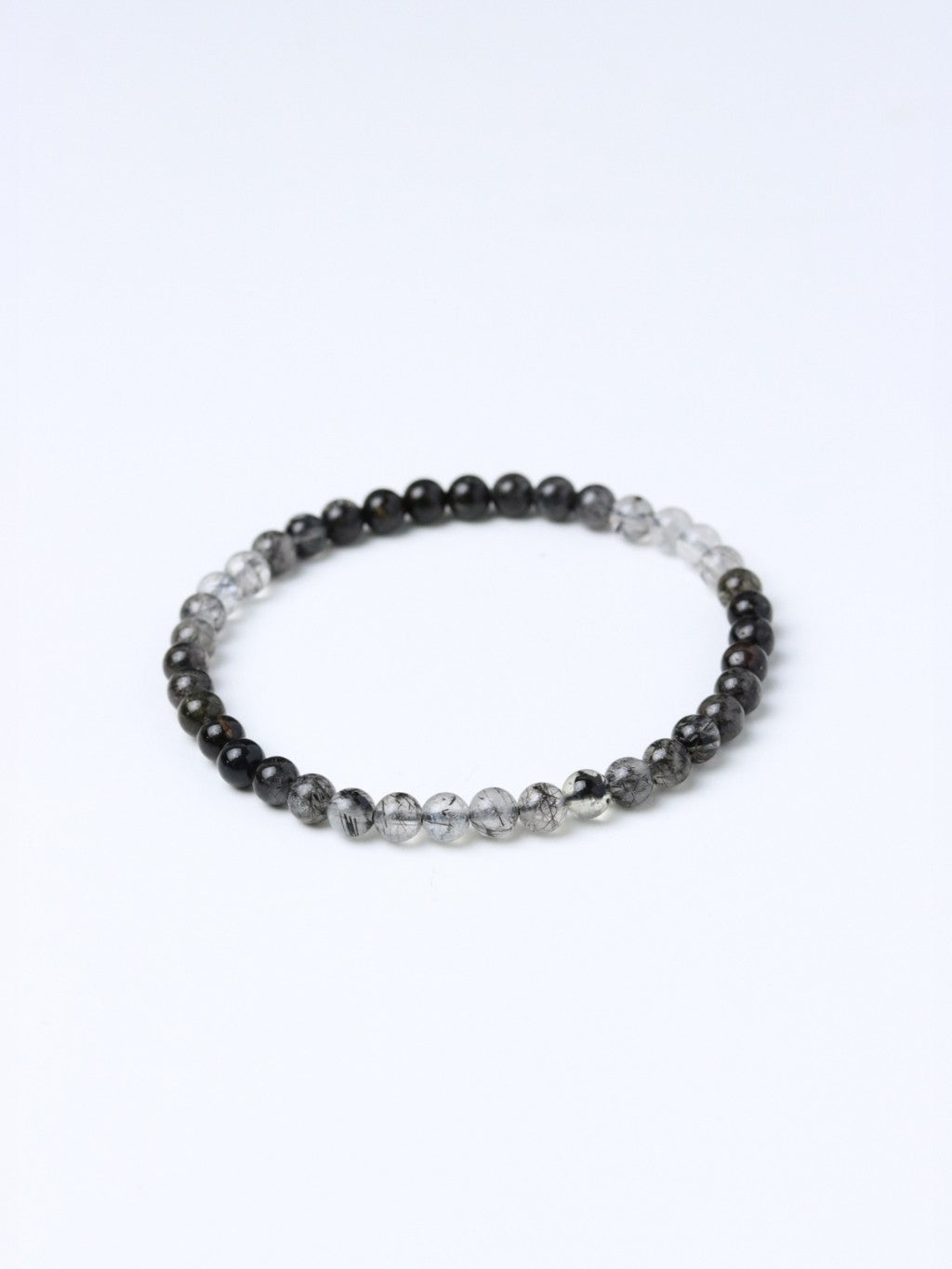LUCY SUMMER กำไลข้อมือหินแท้ ไหมดำ แก้วขนเหล็ก (Black Rutilliated Quartz) ขนาด 4 มม.