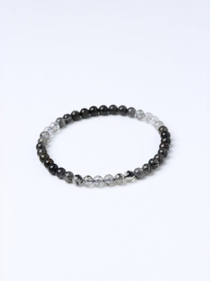 LUCY SUMMER กำไลข้อมือหินแท้ ไหมดำ แก้วขนเหล็ก (Black Rutilliated Quartz) ขนาด 4 มม.