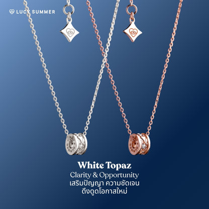 LUCYSUMMER สร้อยคอ Mini พร้อมจี้วงล้อ พลอยแท้ รุ่น LUNA ONE Necklace - Mini Size ตัวเรือนเงินแท้ พลอยแท้