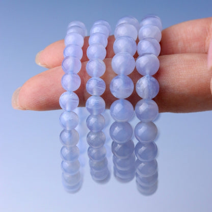 LUCY SUMMER กำไลข้อมือหินแท้ Blue Lace Agate AAAAA (กำไลหินแท้ รับประกันหินแท้)