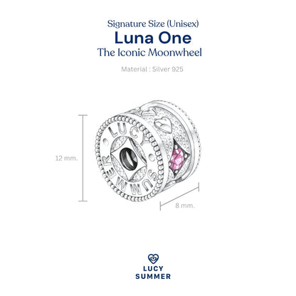LUCY SUMMER สร้อยคอพร้อมจี้วงล้อ พลอยแท้ รุ่น LUNA ONE Necklace - Signature Size (Unisex) ตัวเรือนเงินแท้ พลอยแท้