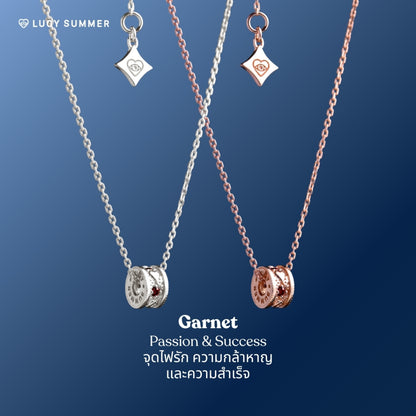 LUCYSUMMER สร้อยคอ Mini พร้อมจี้วงล้อ พลอยแท้ รุ่น LUNA ONE Necklace - Mini Size ตัวเรือนเงินแท้ พลอยแท้