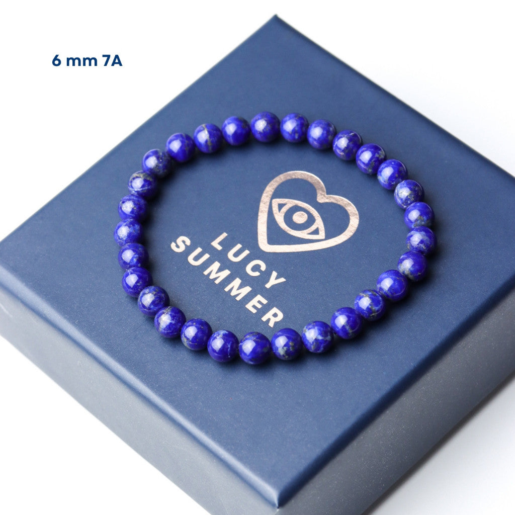 LUCYSUMMER กำไลข้อมือหินแท้ Lapislazuli - ลาพิส ลาซูรี่ เกรดพรีเมี่ยม (กำไลหินแท้ รับประกันหินแท้)