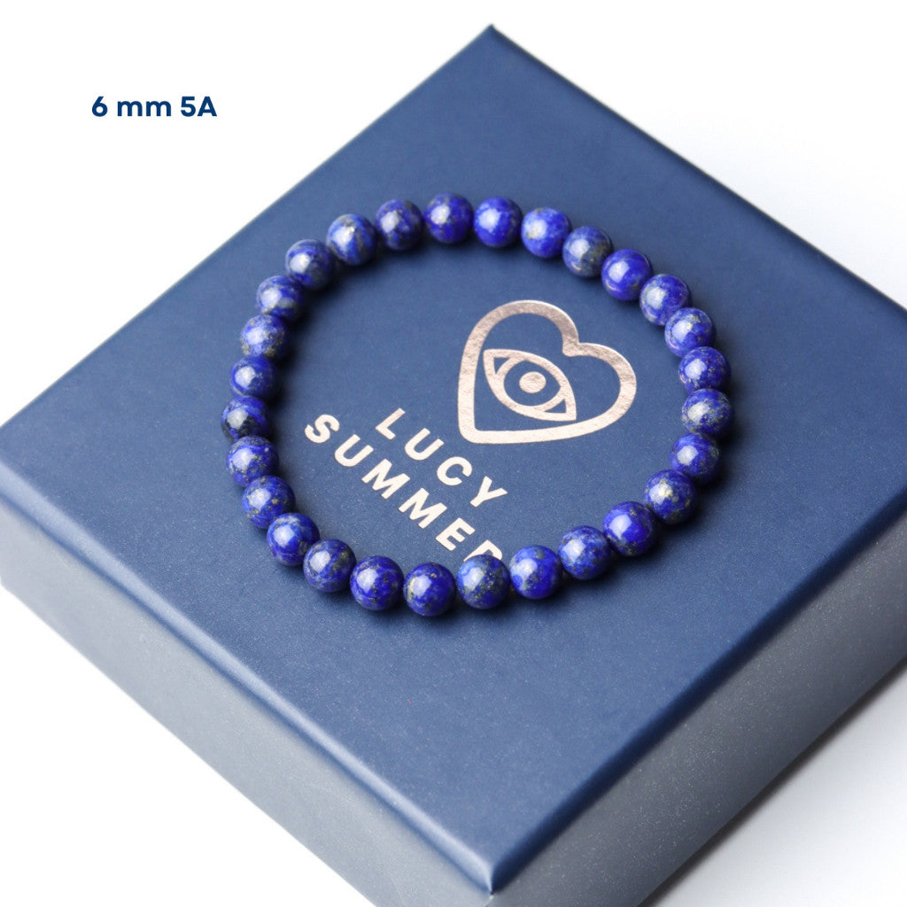 LUCYSUMMER กำไลข้อมือหินแท้ Lapislazuli - ลาพิส ลาซูรี่ เกรดพรีเมี่ยม (กำไลหินแท้ รับประกันหินแท้)