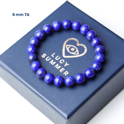 LUCYSUMMER กำไลข้อมือหินแท้ Lapislazuli - ลาพิส ลาซูรี่ เกรดพรีเมี่ยม (กำไลหินแท้ รับประกันหินแท้)