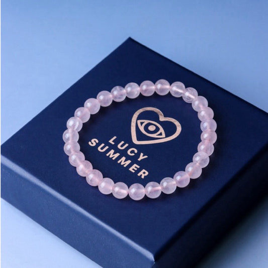 LUCYSUMMER กำไลข้อมือหินแท้ Rose Quartz โรสควอตซ์ ขนาด 6 mm.