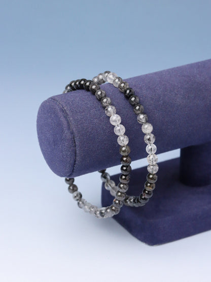 LUCY SUMMER กำไลข้อมือหินแท้ ไหมดำ แก้วขนเหล็ก (Black Rutilliated Quartz) ขนาด 4 มม.