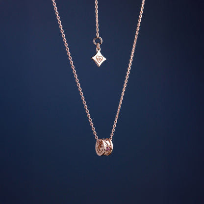 LUCY SUMMER สร้อยคอพร้อมจี้วงล้อ พลอยแท้ รุ่น LUNA ONE Necklace - Mini Size ตัวเรือนเงินแท้ พลอยแท้