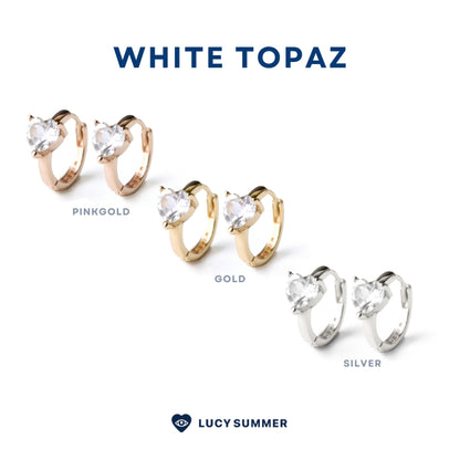 LUCY SUMMER Heart Earrings ต่างหูหัวใจพลอยแท้ รูปทรงหัวใจ Silver 925