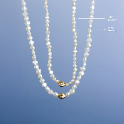 LUCYSUMMER Ivory Pearl Necklace สร้อยคอไข่มุก รูปทรงธรรมชาติ พร้อมจี้สีทองฝังเพชร CZ