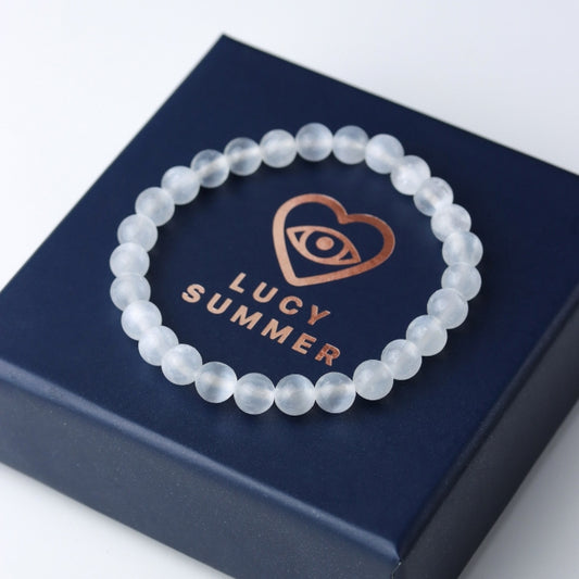 LUCY SUMMER กำไลหินแท้ Selenite (เซเลไนต์) ขนาด 6/8 mm กำไลหินแท้ รับประกันหินแท้