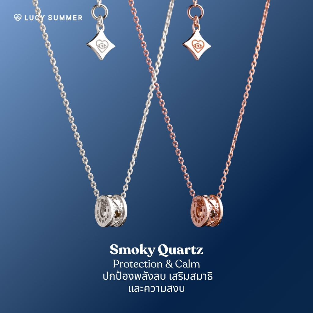 LUCYSUMMER สร้อยคอ Mini พร้อมจี้วงล้อ พลอยแท้ รุ่น LUNA ONE Necklace - Mini Size ตัวเรือนเงินแท้ พลอยแท้