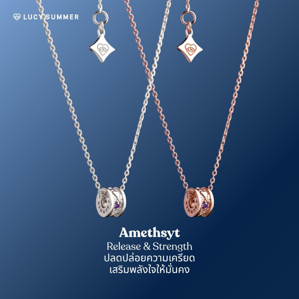 LUCYSUMMER สร้อยคอ Mini พร้อมจี้วงล้อ พลอยแท้ รุ่น LUNA ONE Necklace - Mini Size ตัวเรือนเงินแท้ พลอยแท้