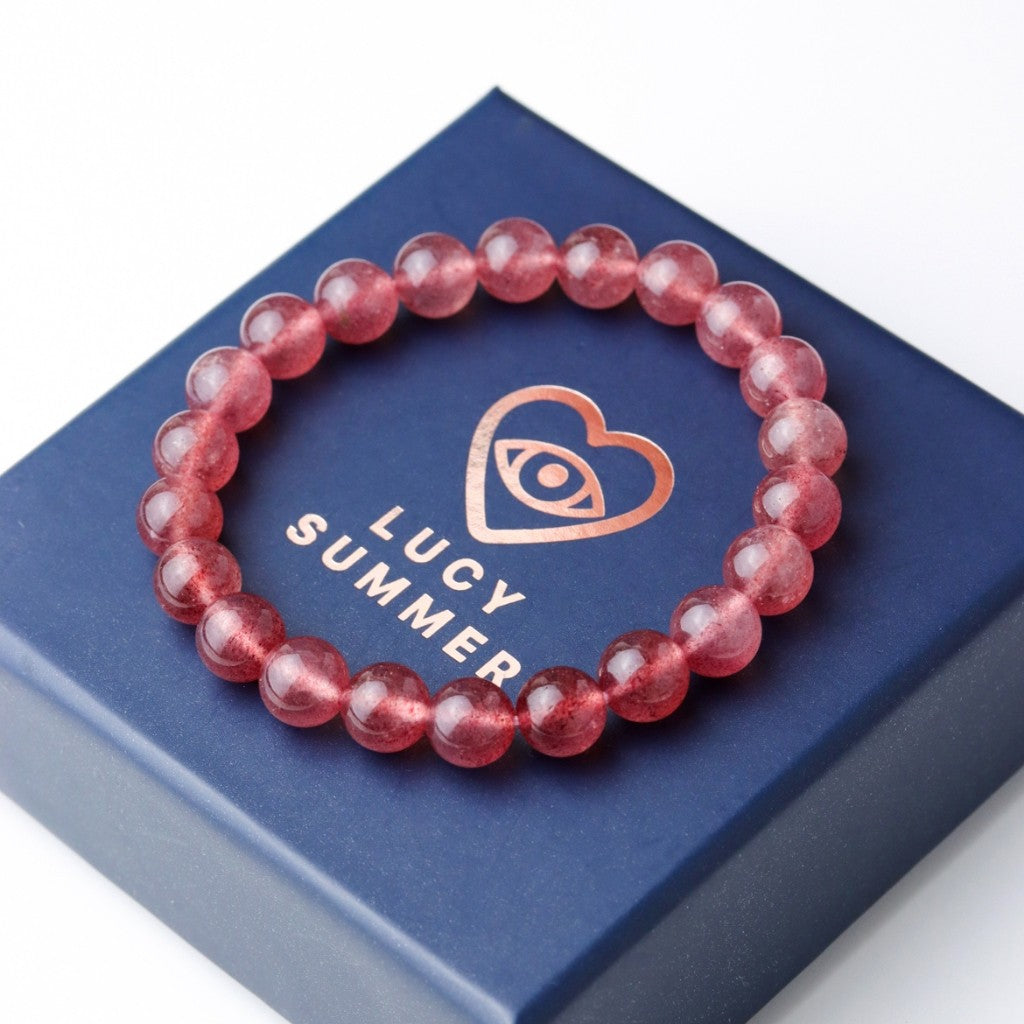 LUCY SUMMER กำไลข้อมือหินแท้ Strawberry Quartz AAAAA (กำไลหินแท้ รับประกันหินแท้)