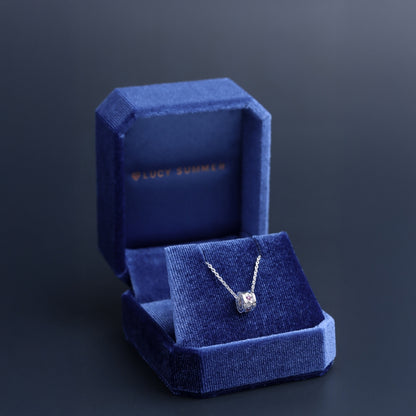 LUCY SUMMER สร้อยคอพร้อมจี้วงล้อ พลอยแท้ รุ่น LUNA ONE Necklace - Mini Size ตัวเรือนเงินแท้ พลอยแท้