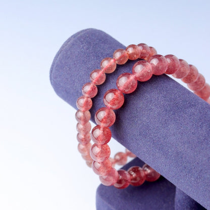 LUCY SUMMER กำไลข้อมือหินแท้ Strawberry Quartz AAAAA (กำไลหินแท้ รับประกันหินแท้)