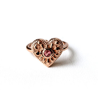 LUNA RING Pinkgold แหวนเงินแท้ พลอยแท้รูปหัวใจ