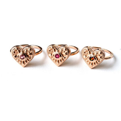 LUNA RING Pinkgold แหวนเงินแท้ พลอยแท้รูปหัวใจ