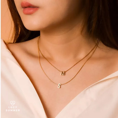 LUCY SUMMER [Silver 925] Alphabet A-Z letter สร้อยลายโซ่พร้อมจี้ตัวอักษร สร้อยทำจากเงินแท้ Silver 925