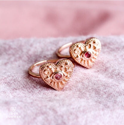 LUNA RING Pinkgold แหวนเงินแท้ พลอยแท้รูปหัวใจ