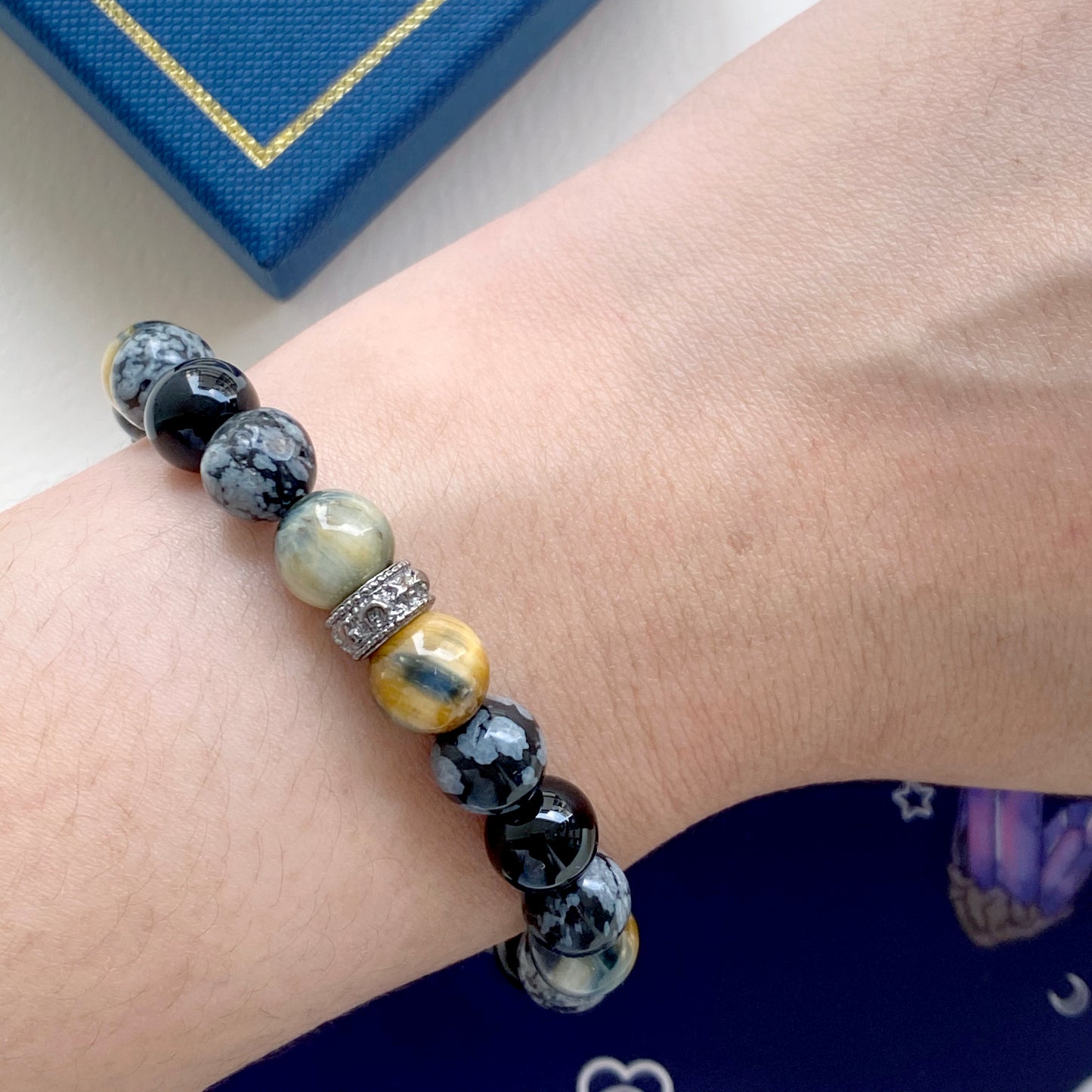 SNOW BLACK TIGER Beads Bracelet