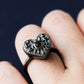 LUNA LOVE RING Black Rhuthenium- แหวนเงินแท้ พลอยแท้รูปหัวใจ