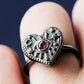 LUNA LOVE RING Black Rhuthenium- แหวนเงินแท้ พลอยแท้รูปหัวใจ